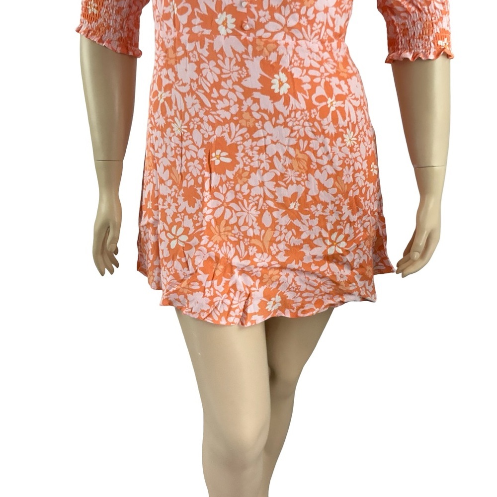 MINKPINK Marli Mini Dress Floral Open Back Summer Orange Size L - Picture 3 of 7
